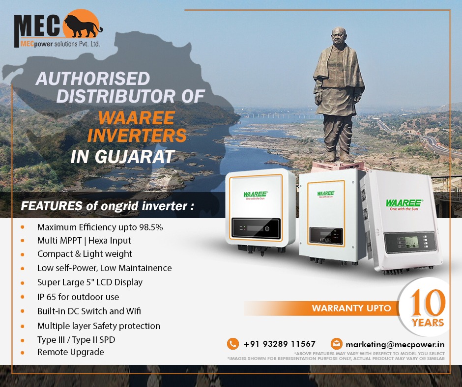Authorised distributor of WAAREE Inverters in Gujarat